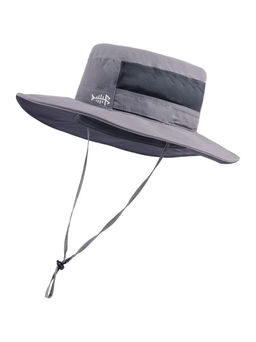 Unisex Grey 100% Nylon Shell Wide Brim Mesh Vent Neck Flap Classic Cowboy Hat